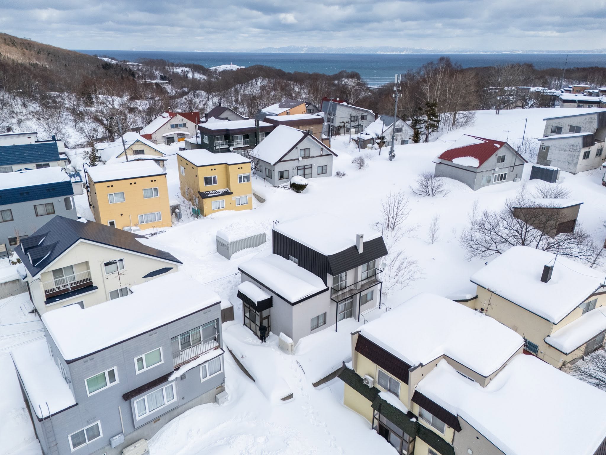 Snow covered street in Otaru